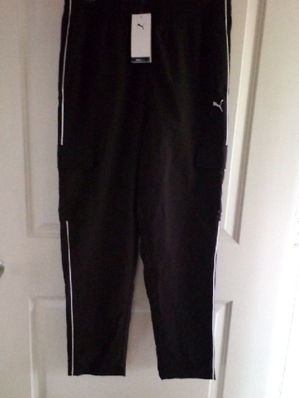Puma Men’s Black Cargo Pants with White Trim